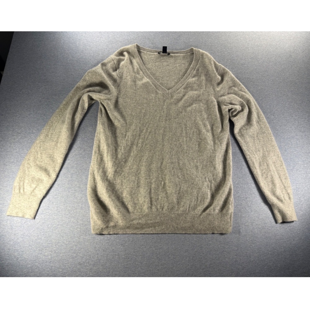 Hilary Radley Cashmere Sweater Gray V-Neck Long Sleeve XL CU5189-4181